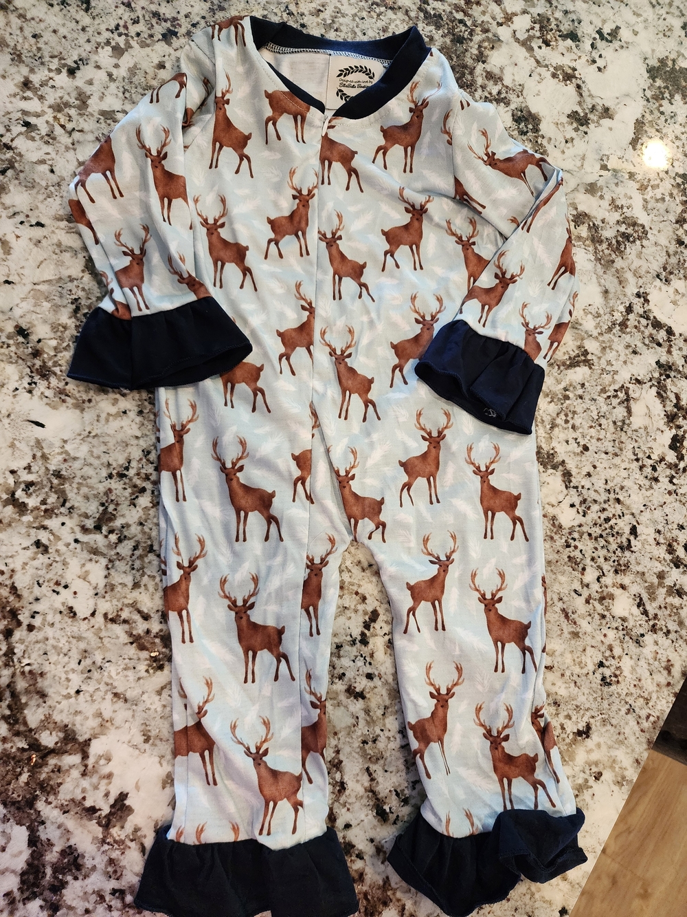 Deer Girls Romper With Ruffles
